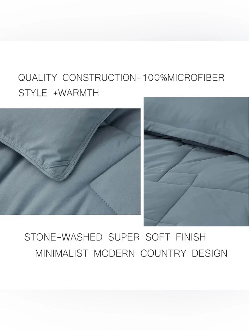Blue king 3 piece Quilted king Comforter Set - Soft Microfiber Bedding